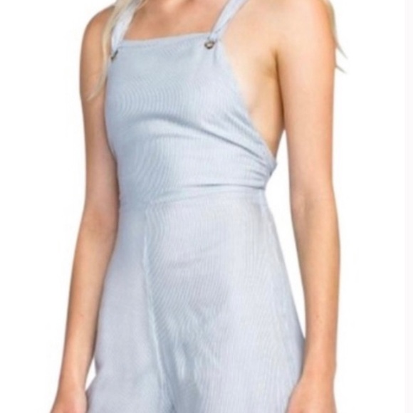 Wildfox Chambray Striped Romper Jumpsuit NWT - L - Picture 2 of 3